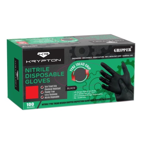 RĘKAWICE NITRYLOWE CZARNE GRIPPER XL (100)
