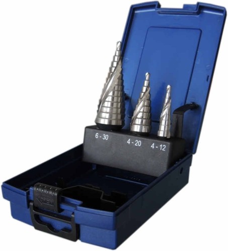 ZESTAW WIERTEŁ STOPNIOWYCH HSSE 4-30MM 3-CZ /KRYPT